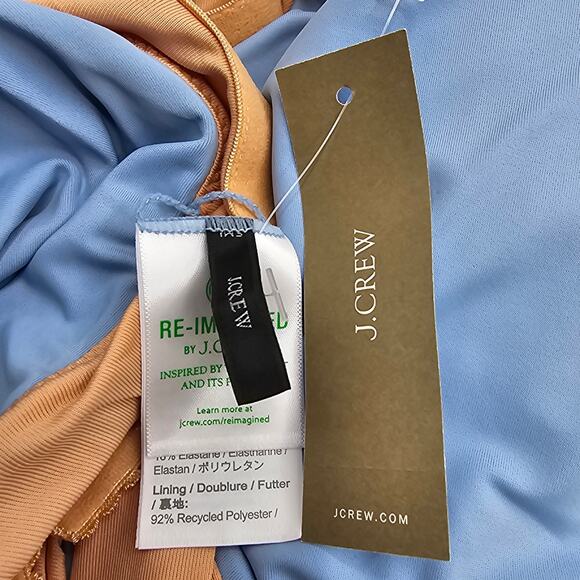 J. Crew Womans size 22 Ruched Square Neck One Piece Swimsuit Cheeky Blue NEW - Picture 6 of 8